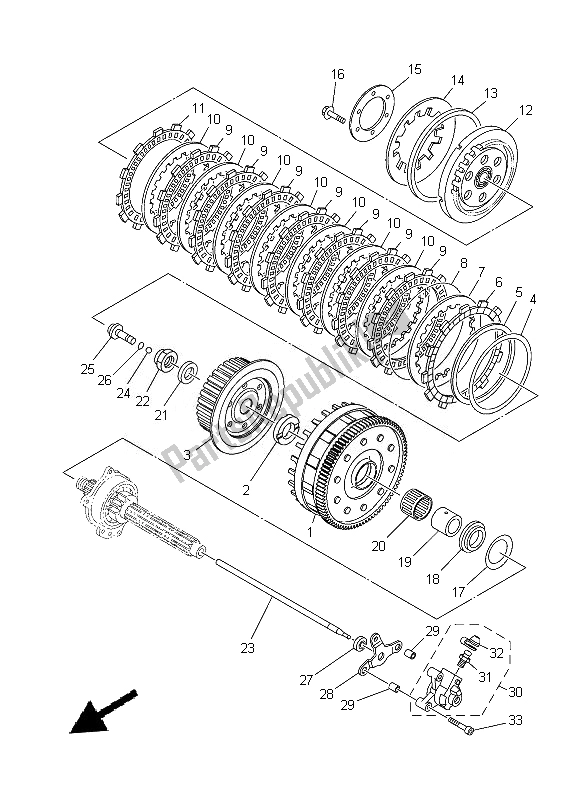 All parts for the Clutch of the Yamaha XT 1200Z 2014