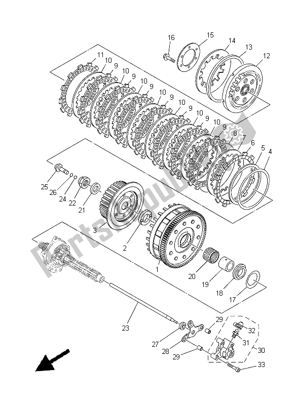 Alle onderdelen voor de Koppeling van de Yamaha XT 1200Z 2014