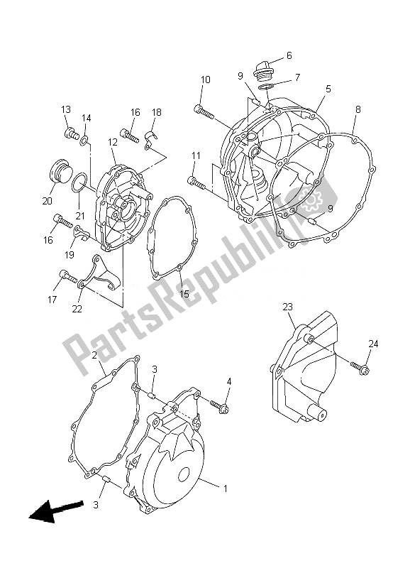 All parts for the Crankcase Cover 1 of the Yamaha YZF R6 600 2007