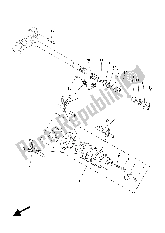 All parts for the Shift Cam & Fork of the Yamaha XT 660 ZA Tenere 2015