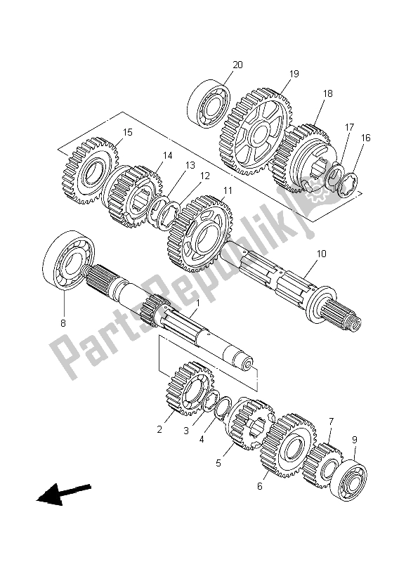 All parts for the Transmission of the Yamaha XVS 650A Dragstar Classic 2004