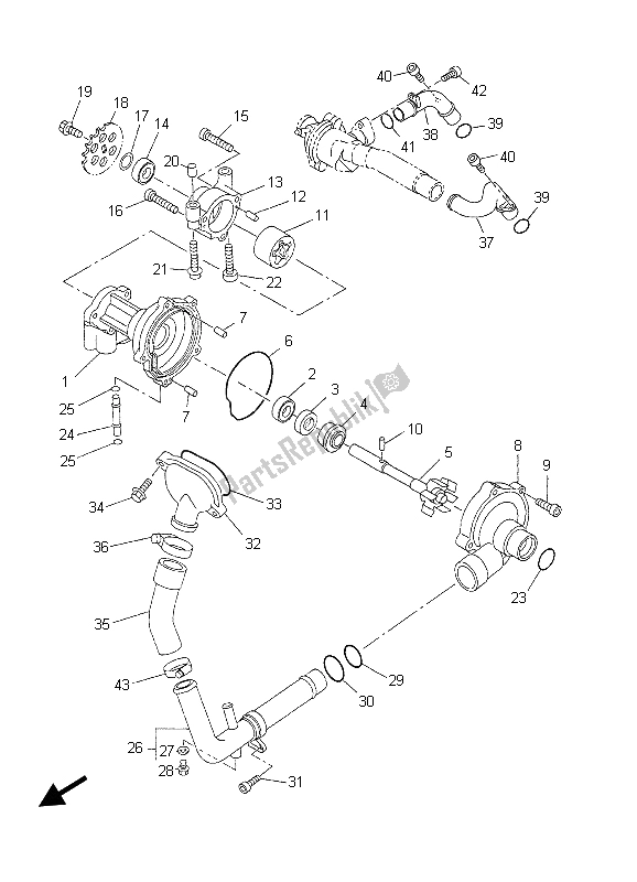 Tutte le parti per il Pompa Dell'acqua del Yamaha YZF R1 1000 2003