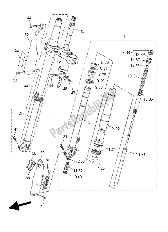 Tutte le parti per il Forcella Anteriore del Yamaha WR 250R 2010