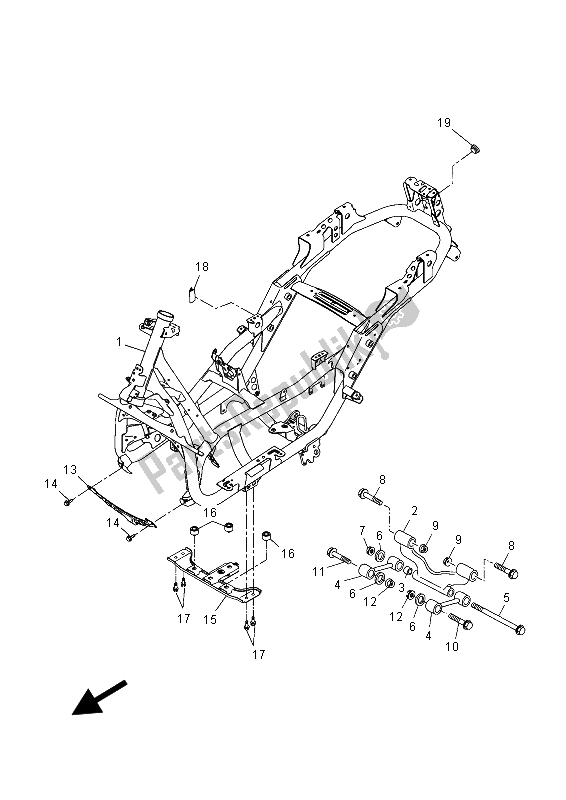 All parts for the Frame of the Yamaha YP 250R MBL2 2015