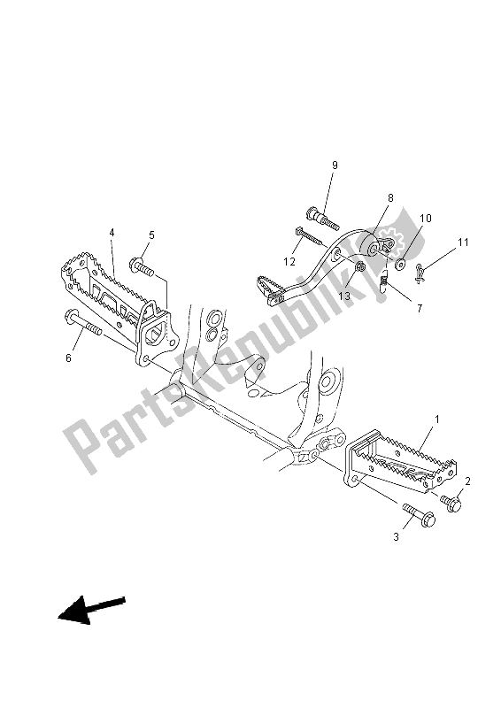 All parts for the Stand & Footrest of the Yamaha YFZ 450R 2014