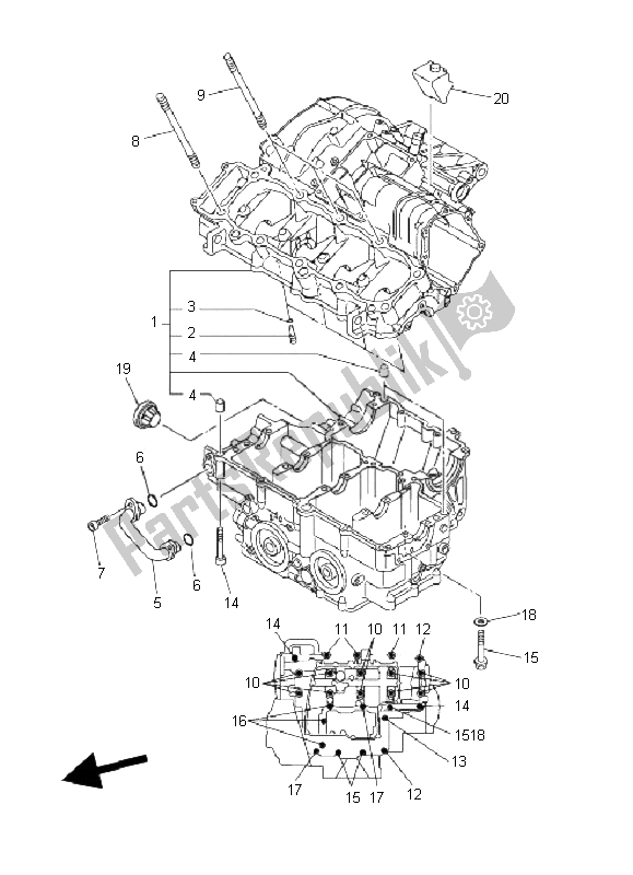 Todas as partes de Bloco Do Motor do Yamaha FZ1 N Fazer 1000 2006