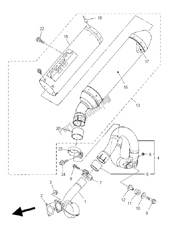 All parts for the Exhaust of the Yamaha YZ 450F 2011