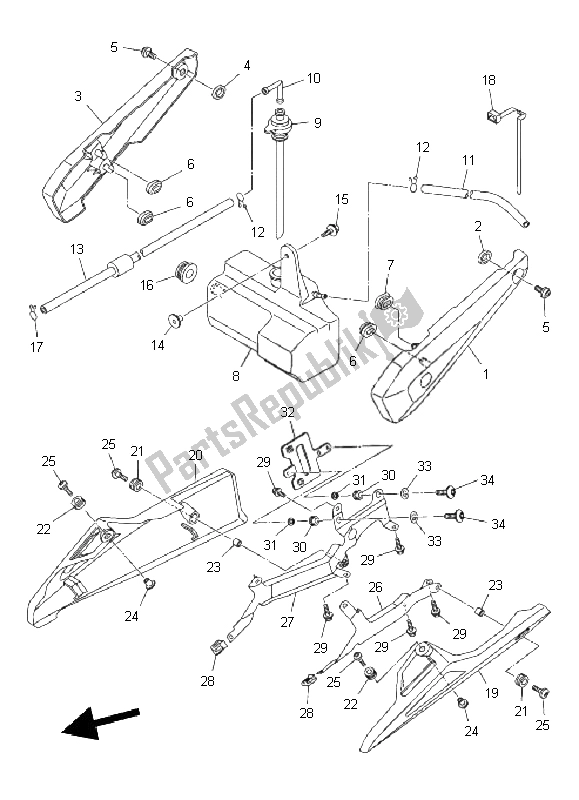 All parts for the Side Cover of the Yamaha FZ8 NA 800 2011