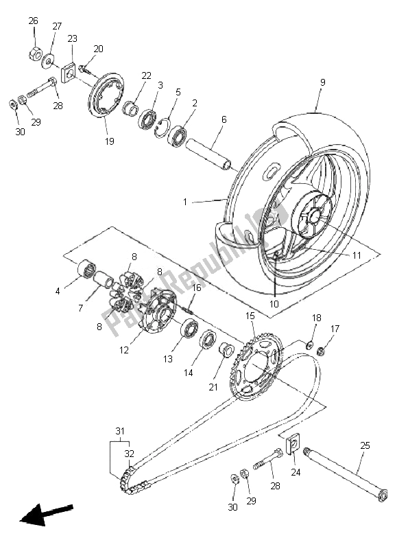 Todas las partes para Rueda Trasera de Yamaha FZ1 NA Fazer 1000 2010