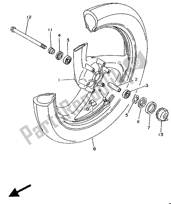 Tutte le parti per il Ruota Anteriore del Yamaha TDR 125 1994