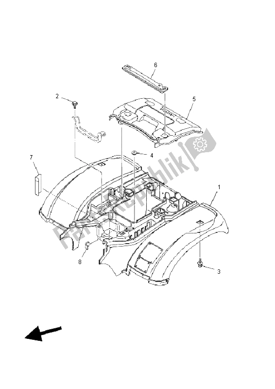 Tutte le parti per il Parafango Posteriore del Yamaha YFM 660F Grizzly Limited 2003