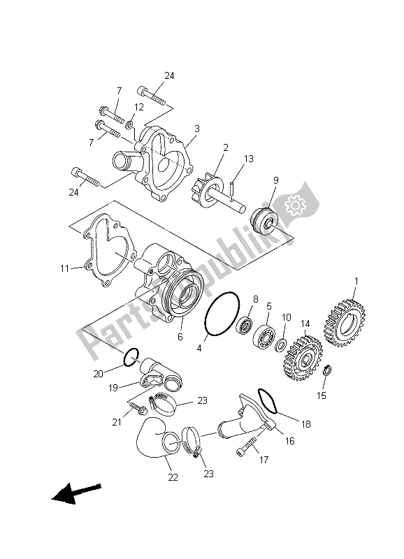 All parts for the Water Pump of the Yamaha XT 660R 2006