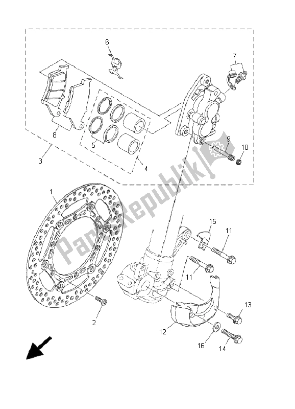 Toutes les pièces pour le étrier De Frein Avant du Yamaha YZ 250F 2001