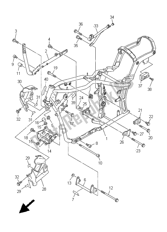 All parts for the Frame of the Yamaha XVS 1100A Dragstar Classic 2005