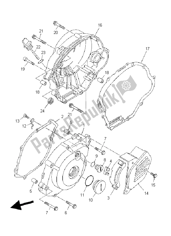 All parts for the Crankcase Cover 1 of the Yamaha TT R 125 SW LW 2008