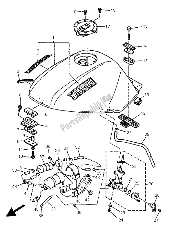 Tutte le parti per il Serbatoio Di Carburante del Yamaha XJ 600S Diversion 1996