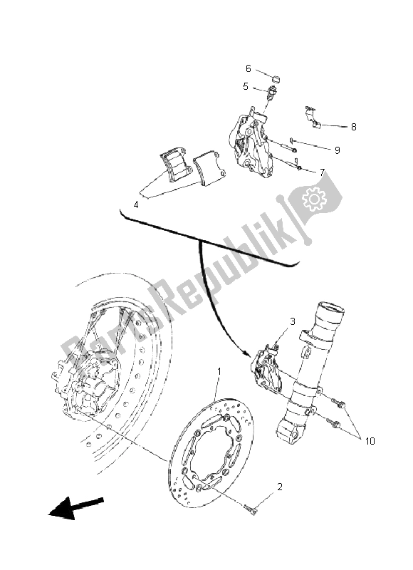 All parts for the Front Brake Caliper of the Yamaha XT 660X 2011