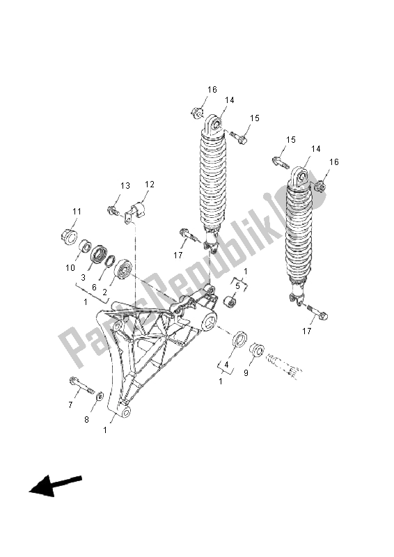 All parts for the Rear Arm & Suspension of the Yamaha YP 250R Sport X MAX 2011