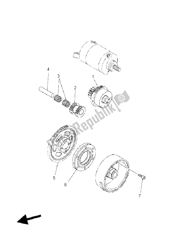 All parts for the Starter of the Yamaha YFZ 450 2005