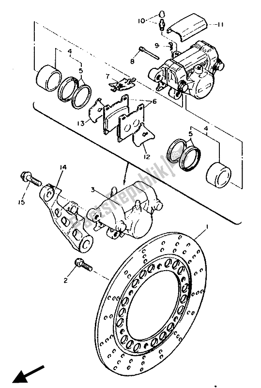 Tutte le parti per il Pinza Freno Posteriore del Yamaha FZR 600 Genesis 1990