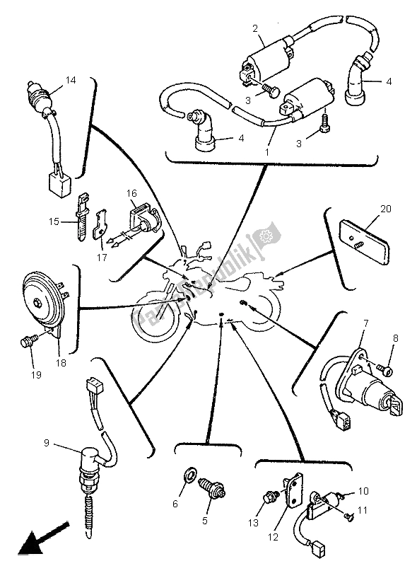 All parts for the Electrical 2 of the Yamaha XV 250 Virago 1996