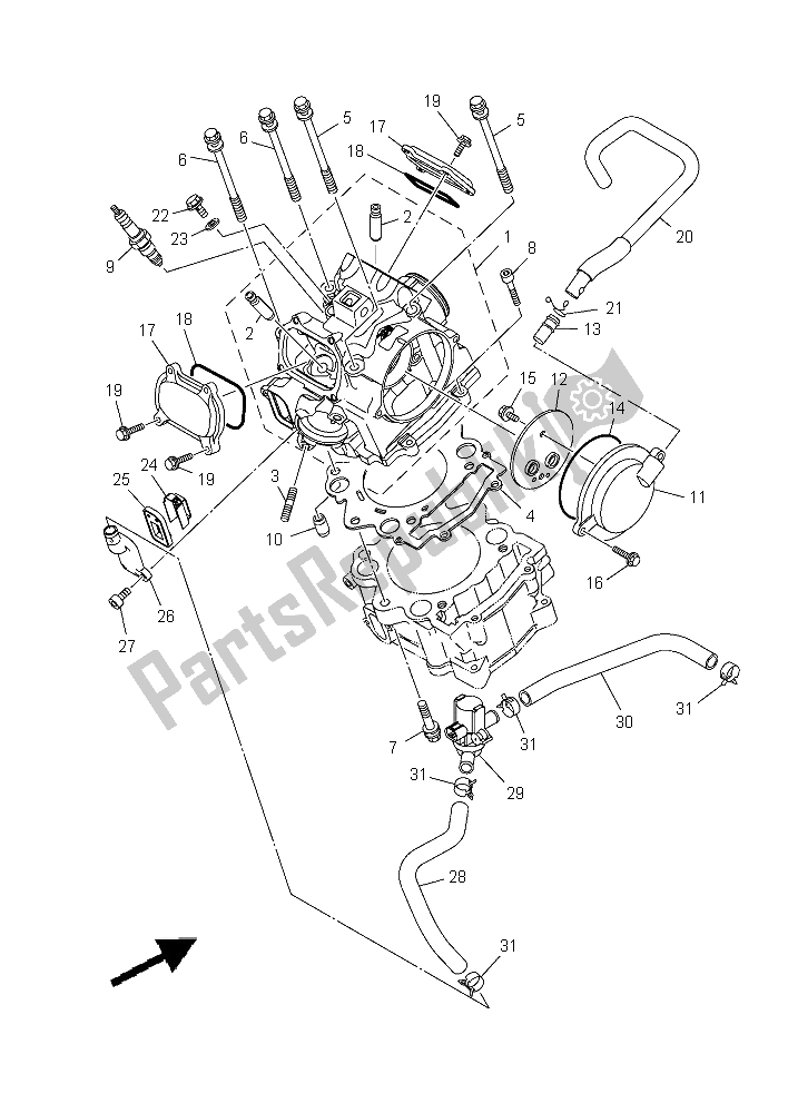 Alle onderdelen voor de Cilinderkop van de Yamaha YXM 700 ES Viking 2015