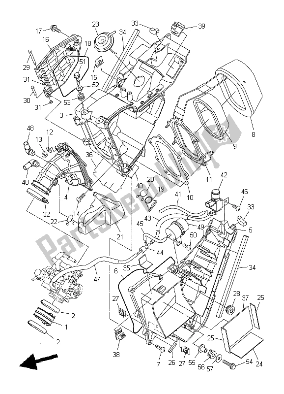 All parts for the Intake of the Yamaha WR 250X 2009