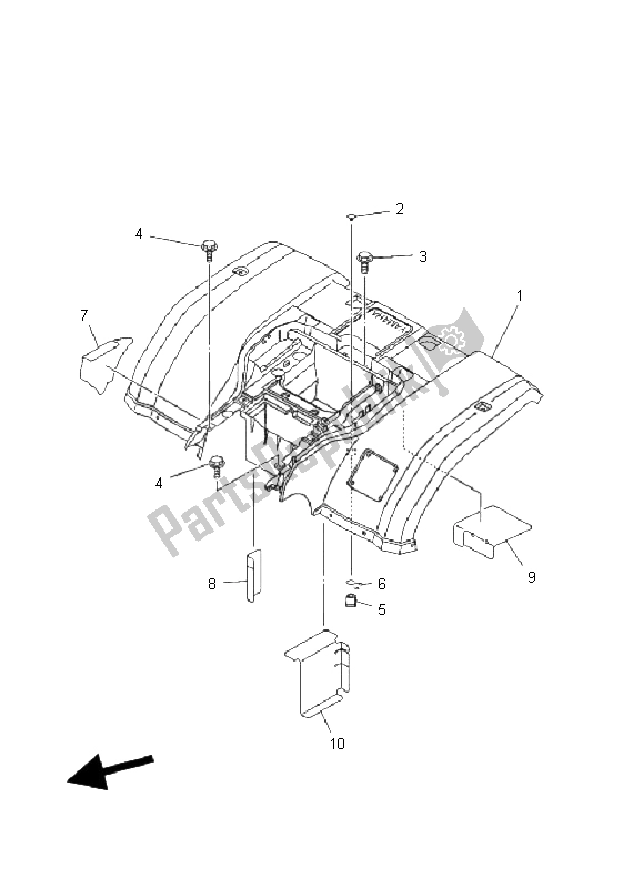 All parts for the Rear Fender of the Yamaha YFM 450 FA Kodiak 4X4 2004