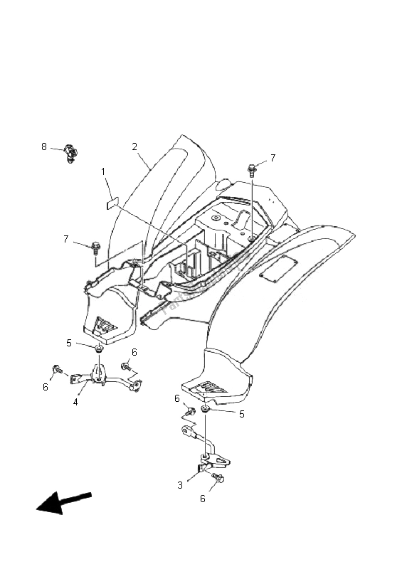 Tutte le parti per il Parafango Posteriore del Yamaha YFM 80R 2007