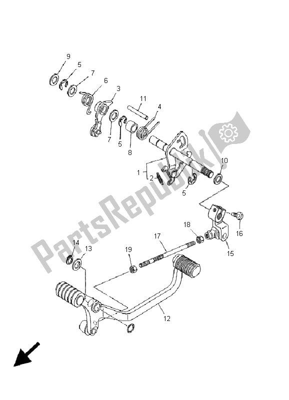 Todas as partes de Eixo De Mudança do Yamaha XVS 1100 Dragstar 2001