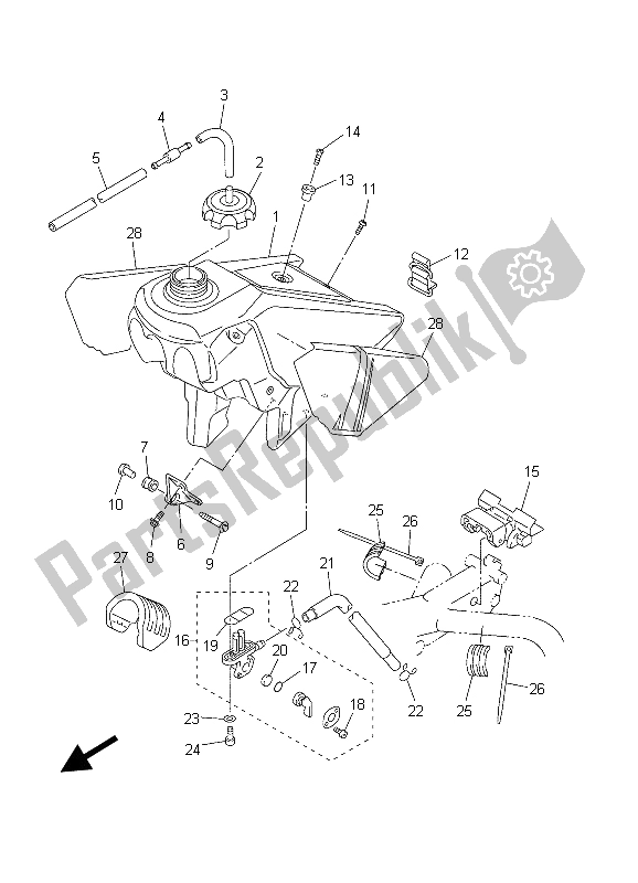 All parts for the Fuel Tank of the Yamaha WR 250F 2003