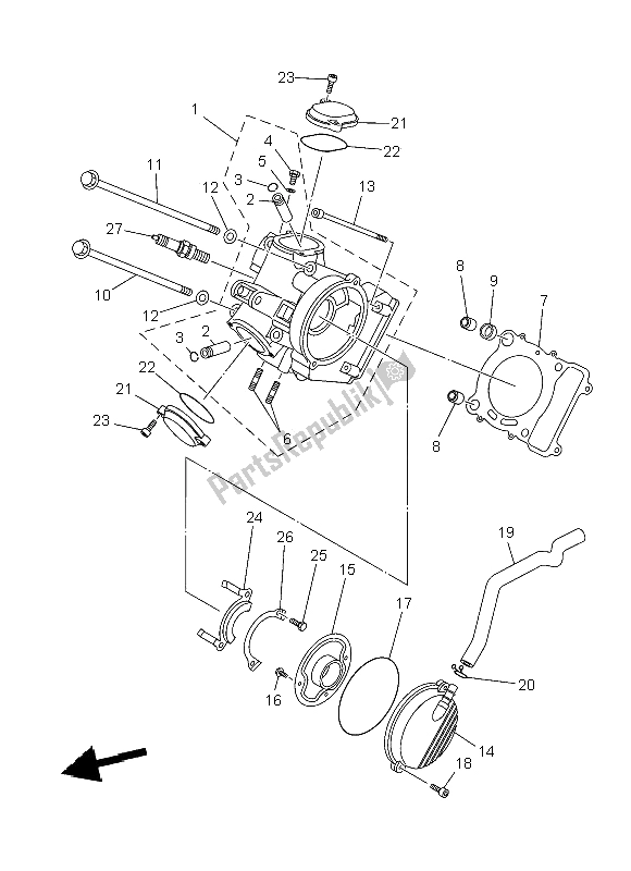 All parts for the Cylinder Head of the Yamaha YFM 450 Fwad IRS Grizzly 4X4 Yamaha Black 2014