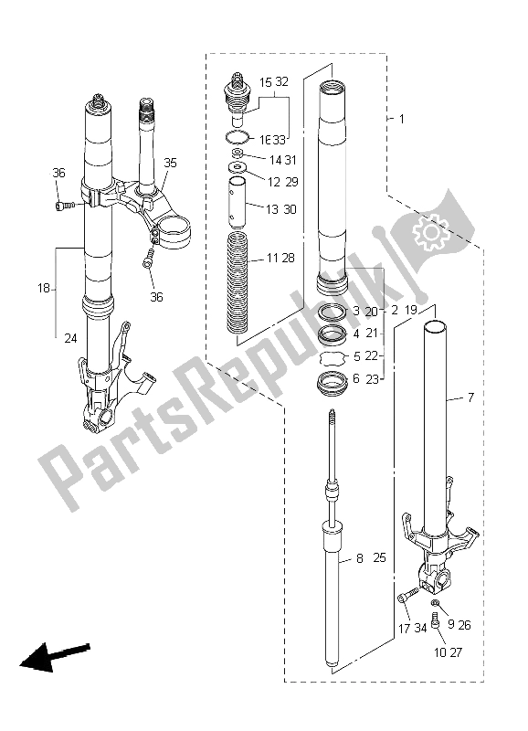 Tutte le parti per il Forcella Anteriore del Yamaha YZF R1 1000 2004