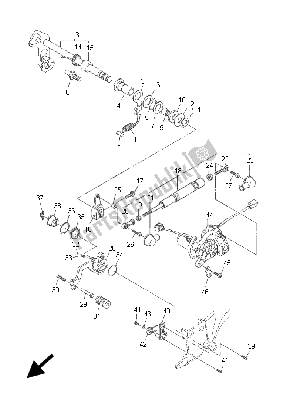 All parts for the Shift Shaft of the Yamaha FJR 1300 AS 2008