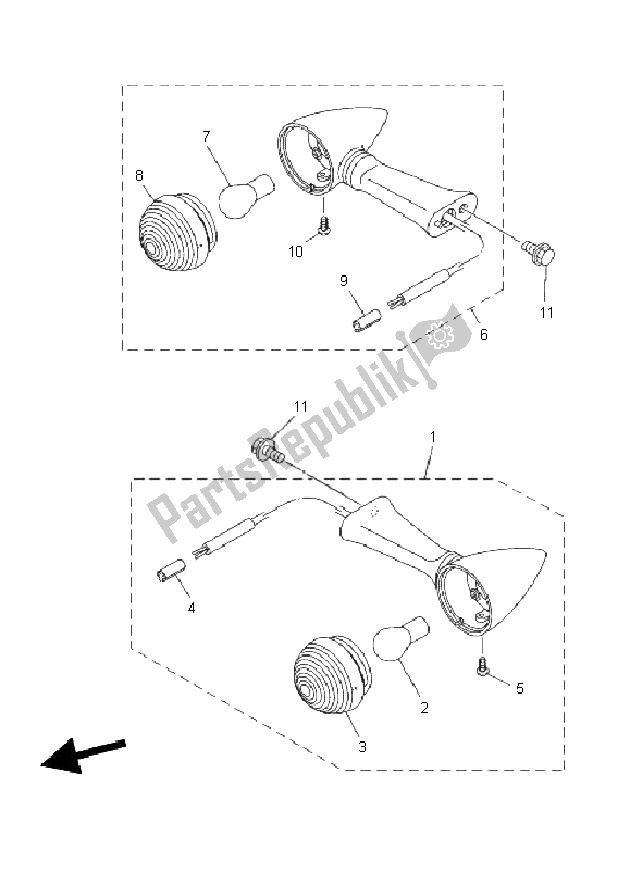 All parts for the Flasher Light of the Yamaha XV 1900A 2011