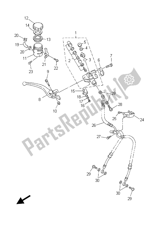 Toutes les pièces pour le Maître-cylindre Avant du Yamaha YZF R1 1000 2003