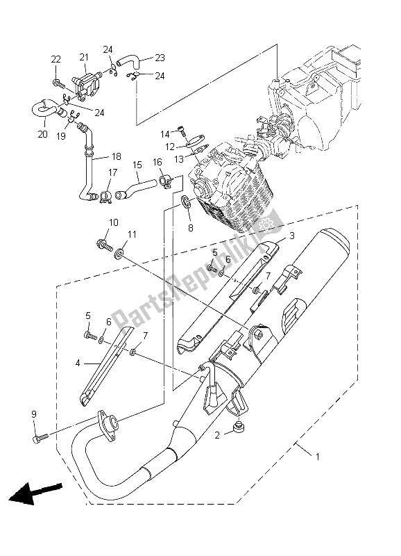 All parts for the Exhaust of the Yamaha YBR 125 ED 2009