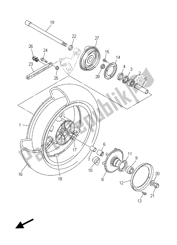 All parts for the Rear Wheel of the Yamaha FJR 1300 AE 2015