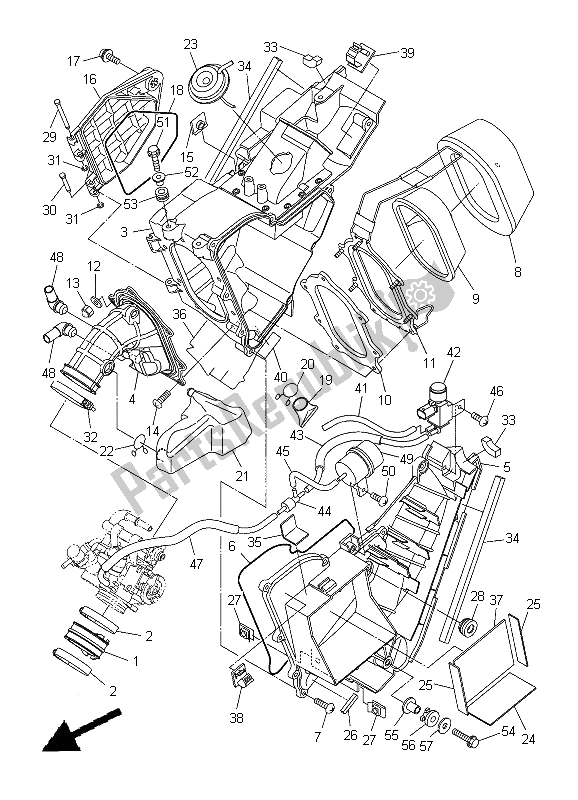 Alle onderdelen voor de Inname van de Yamaha WR 250R 2012