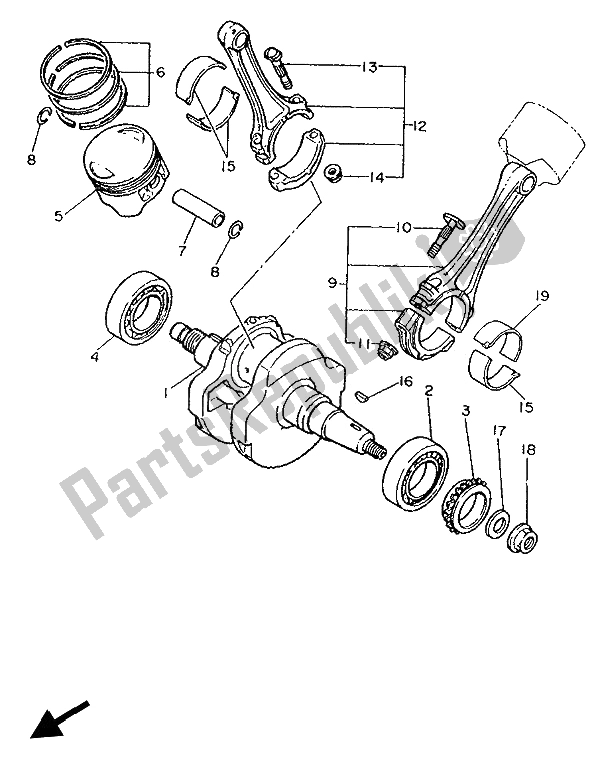 Toutes les pièces pour le Vilebrequin Et Piston du Yamaha XV 1100 Virago 1994