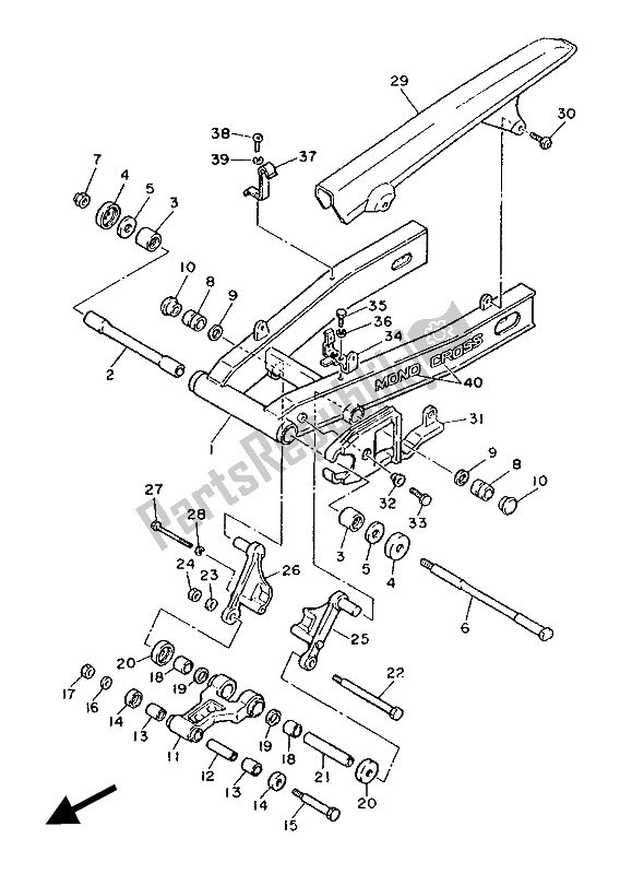 Toutes les pièces pour le Bras Arrière du Yamaha FZ 600 1986