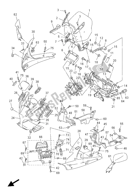 Todas las partes para Carenado 1 de Yamaha FJR 1300 2003