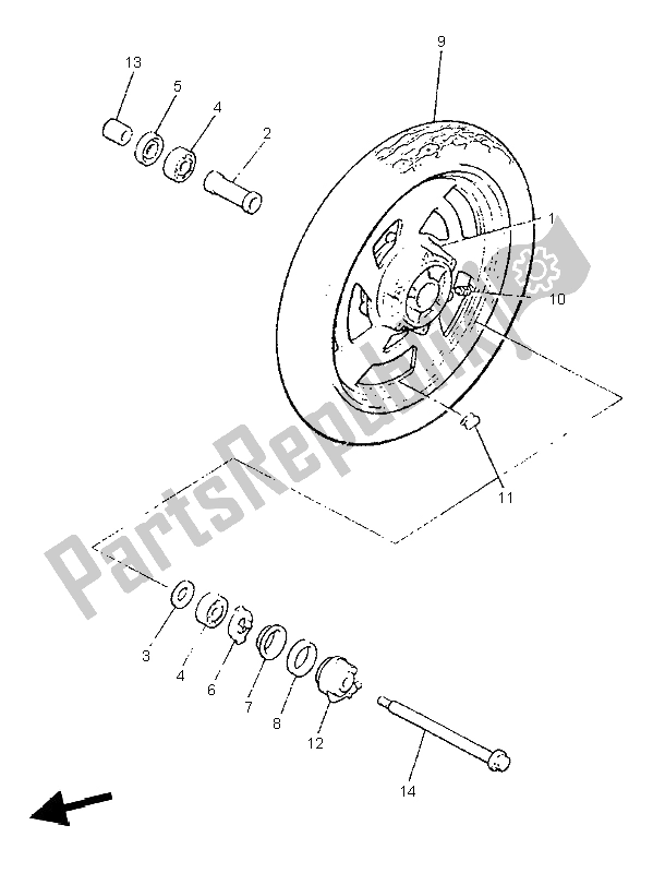 All parts for the Front Wheel of the Yamaha V MAX 12 1200 1997