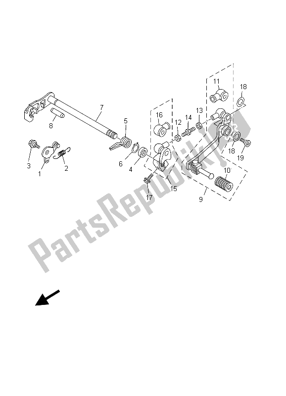 All parts for the Shift Shaft of the Yamaha TT R 125E SW LW 2003