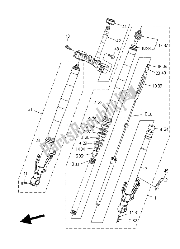 All parts for the Front Fork of the Yamaha XT 1200Z 2010