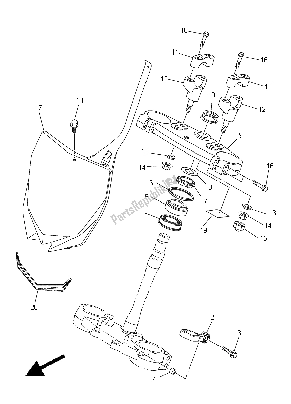 All parts for the Steering of the Yamaha YZ 450F 2012