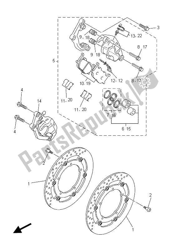 Wszystkie części do Zacisk Hamulca Przedniego Yamaha XJ6N 600 2015