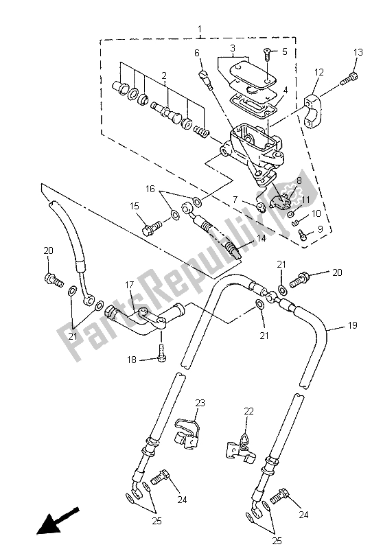 All parts for the Front Master Cylinder of the Yamaha XVZ 1300A Royalstar 1997