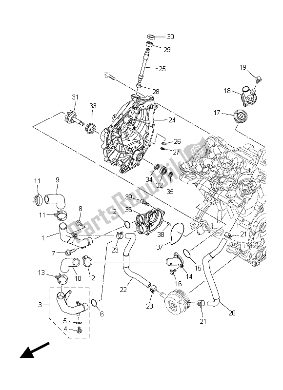 All parts for the Water Pump of the Yamaha MT-07 700 2015