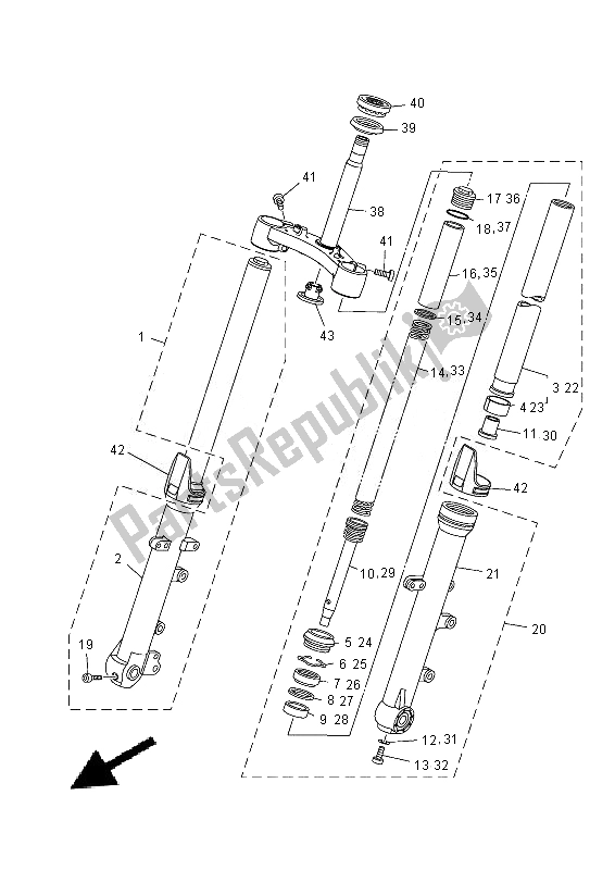 Todas las partes para Tenedor Frontal de Yamaha MT 07A 700 2014